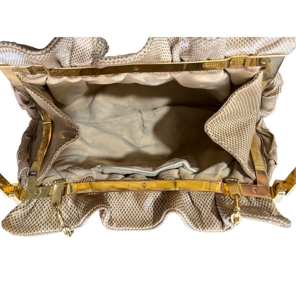 Vintage Carlo Fiori Snakeskin Evening Bag Chain-Strap Italy Convertible Clutch - Picture 5 of 7